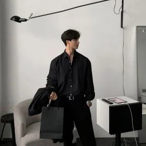 남성 베이직 모던 루즈핏 봄 가을 긴팔 셔츠 남방 (WFFVR1U)