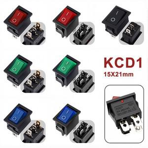 5PCS KCD1 2Pin 보트 자동차 로커 스위치 6A10A 250V125V AC 빨간색 녹색 파란색 검정색 버튼