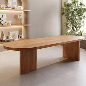 대형 테이블 나무 탁자 거실 통나무 식탁 긴 타원 우드 카페 원목