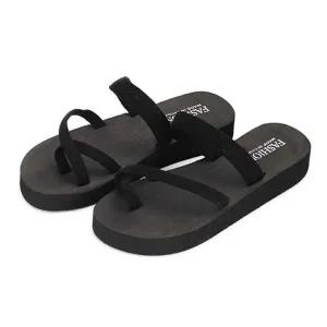 여성 가벼운 신발 빅사이즈 블랙 슬리퍼 물놀이 쪼리 (WFFWLJK)