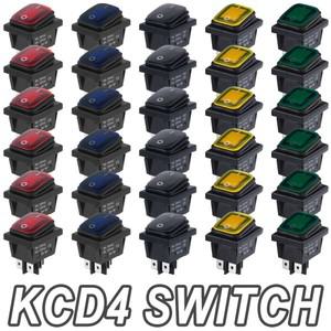 2Pcs 방수 씰 스위치 KCD4 4 핀 로커 ON/OFF 12V 220V16A 푸시 버튼 LED 빛