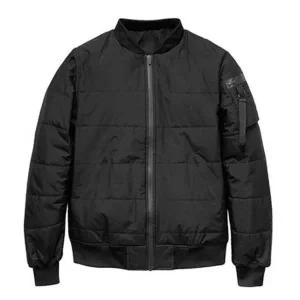 고품질 남자 캐주얼 주말 외출 검정 야구 점퍼 바시티 코디 (WFFWOEA)