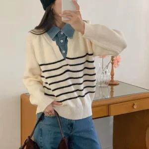 여자 나그랑 단가라 청남방 오버핏 니트