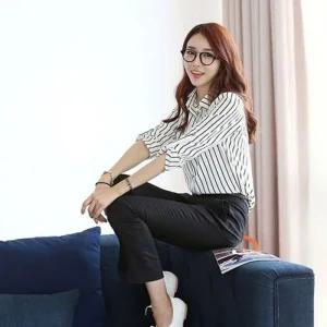 [라일리여성의류] Rly 롱셔츠 여성셔츠 세로 스트라이프 오피스 남방