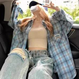 [라일리여성의류] Rly 셔츠 베이직셔츠 스카이 체크 가을 캐주얼룩 카