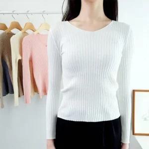 [라일리여성의류] Rly 가을 골지 슬림 니트 긴팔 티 봄 여자 V넥