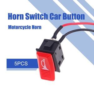 5PCS 경적 스위치 자동차 버튼 전자 자전거 오토바이 범용 순간 푸시 로커 플라스틱 2 핀 셀프 리셋 레드