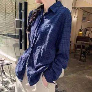 [라일리여성의류] Rly 간절기 여자 가을 셔츠 긴팔 체크 루즈 핏 남방