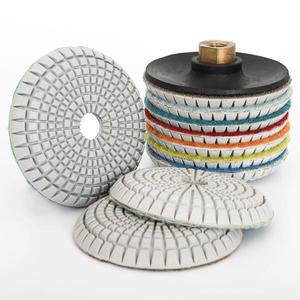 7조각 4 인치 100mm 다이아몬드 그릇 습식 연삭 패드 대리석 돌 타일 석영 아크 플레이트