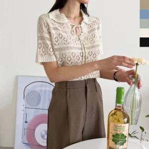 [라일리여성의류] Rly 니트티 스카시반팔니트 스카시니트 반팔티셔츠 카