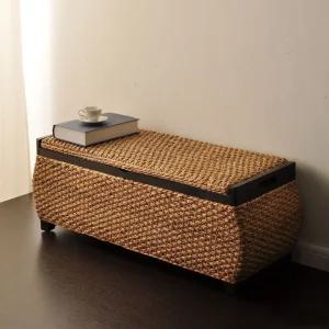 현관 사각 벤치 빈티지 인테리어 라탄 수납 보관함 원목 신발장