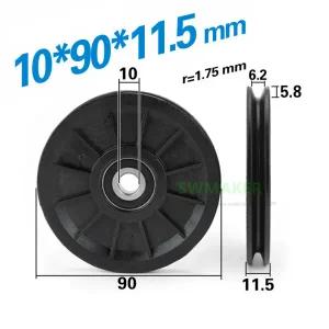 1Pc 10x90x11.5mm 9cm 나일론 휠 U 그루브 V 홈 롤러 풀리 베어링 와이어 로프 가이드 휠 엘리베이터 리프