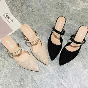 20대 나들이 데이트 신발 뾰족코 샌들 구두 미들힐