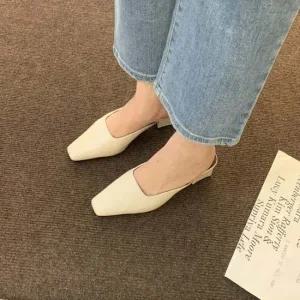 블로퍼 로우힐 플랫로퍼 디자인 사각코 패션 뮬 여자