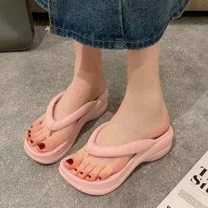 여자 3컬러 푹신 쿠션 캐주얼 통굽 모던 쪼리 조리