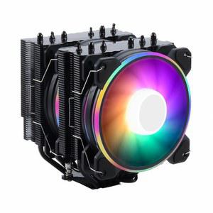 6개의 히트 파이프가 있는 AUSDOM 블랙 CPU 에어 쿨러, 듀얼 120mm RGB PWM 팬, 알루미늄 방열판 커버가 프로세서 인텔 LGA 1700 /1200 /115X 및 데스크톱용 AMD AM4 /AM3와 호환됨