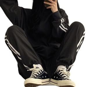 여자 줄무늬 트레이닝 세트 캐주얼 츄리닝복