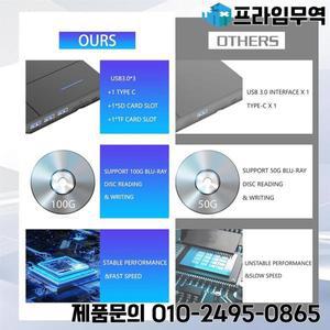 AAAEL-7 In 1 외부 블루레이 드라이브 디스크 R/W BD DVD CD 플레이어 지원 휴대용 버너 USB3.0 SD/TF 카드