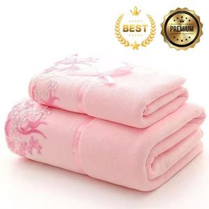 2개/대 마이크로 화이버 수 놓은 세트 솔리드 1pc 75x35cm 페이스 타올 140x70cm 목욕 빠른