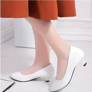 여성 정장 구두 슈즈 단화 편한 미들굽 모던 펌프스힐-WE14372