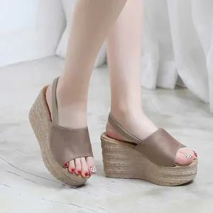 인기상품 여자 통굽 웨지힐 슬링백 샌들 하이힐 미용실 선생님 [W8F9214_250917]