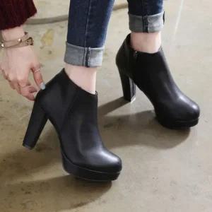제작 둥근코 베이직 가보시 지퍼 통굽 앵클힐