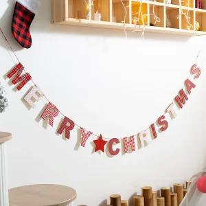 [2개 구매시 1개 추가] 크리스마스 글자 가랜드 벽장식 체크스타 180cm 트리 꾸미기 소품 용품 벽걸이 데코