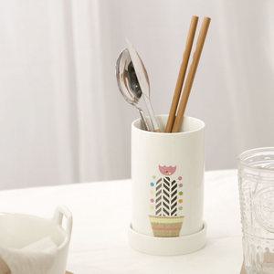 플랑트 도자기 수저통 1구