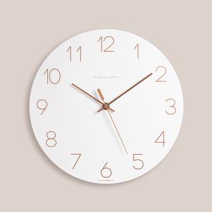 [무아스] 무소음 벽시계 플랫우드 로즈골드