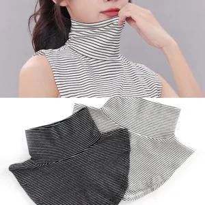 레이어드 넥카라 페이크 목폴라 목만있는 넥케이프 하이넥 페이크 넥워머 스트라이프 여자 여성 니트 QQ