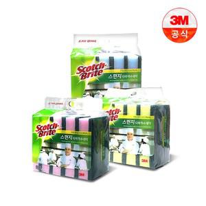 3M 항균 스펀지 다목적 수세미 대형 5개입x3팩 (옐로우+블루+핑크)