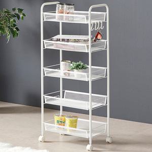 이동식 틈새선반 5단 트롤리 / 수납 정리함 철제 메쉬  정리대 수납함 카트