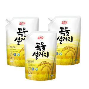 트리오 곡물설거지 주방세제 우리현미 리필 1.2L x3개