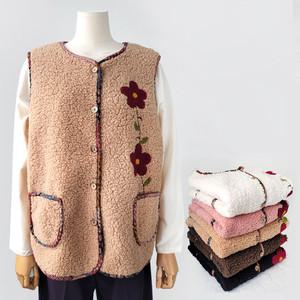 낭만 엄마 할머니옷 따뜻한 양털 조끼 빅사이즈 겨울 털조끼 요양원 옷 가디건 선물