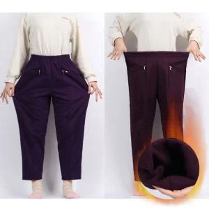 할머니옷 기모몸빼바지 여자 방한 와이드 통바지 빅사이즈 기모밴딩팬츠