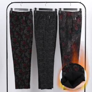 기모일자바지 겨울몸빼바지 꽃무늬 기모밴딩