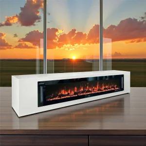 케이파이어 킹스턴71-3 전기벽난로와 원목거실장 BEF-71BI(3) 세트상품 인테리어벽난로 10색불꽃 10색장작 2200mm