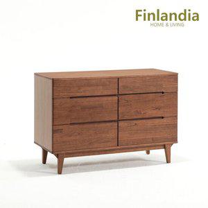핀란디아 오로라 월넛 와이드체스트 서랍장 원목