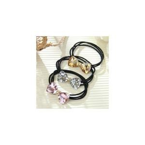 리본머리끈 크리스탈 포인트 세줄 심플 베이직 고무줄