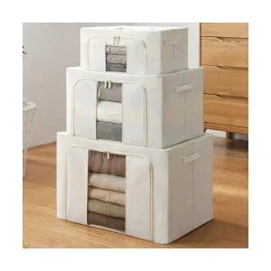 캔버스 패브릭 리빙박스 옷정리함 이불보관함 계절옷 수납함 3size