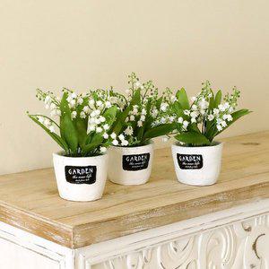 [조아트]인테리어 미니 조화 생화같은 은방울꽃 가든조화화분