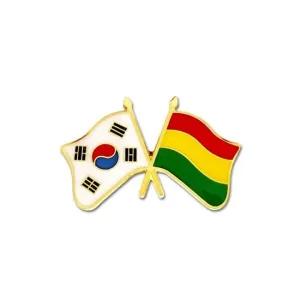 아트박스 로고마크 세계각국의 휘날리는 국기교차뱃지 한국-볼리비아)