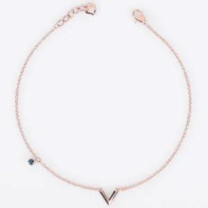 [아몽]14K 청큐빅 브이 발찌