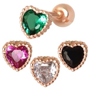 [라울스톤] 14K 큐빅 하트 컬러하트 데일리 금 피어싱