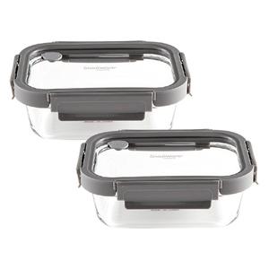 코렐 스냅웨어 네이쳐스냅 유리 밀폐용기 직사각 640ml, 그레이, 2개