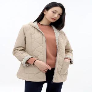 [지센][지센] 퀼팅 져지배색 후드 점퍼 LSJPN172_LB