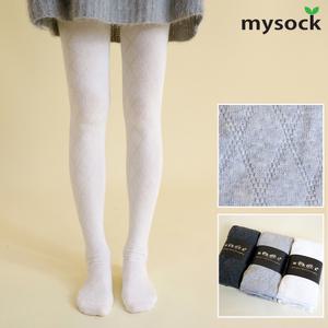 여성 다이아 패턴 면 타이즈 1켤레