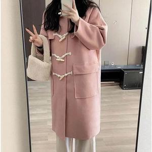 [퍼니] 여성 연핑크 떡볶이 모직 코트 캐주얼 단추