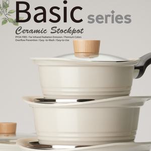 키친아트 베이직 IH인덕션 세라믹 냄비세트 모든열원 사용가능 결혼 신혼부부 냄비