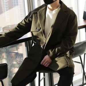 [우기브로]WMB 남자 빅사이즈 오버핏 로프 울 싱글 코트